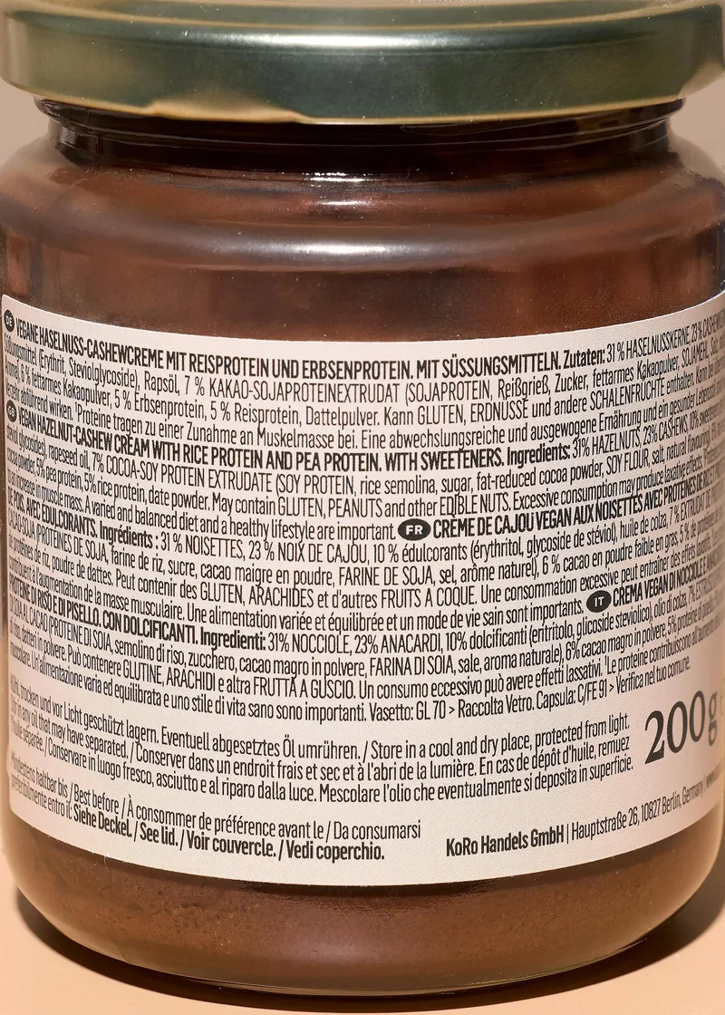 KoRo Vegane Proteincreme Haselnuss Kakao 200 g – Produktbild 4 von 5