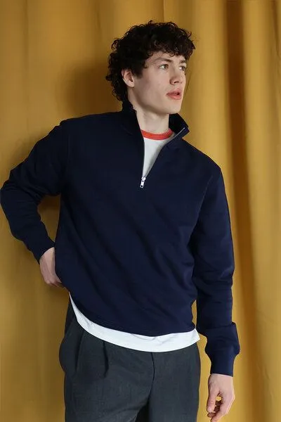 Kultgut Biofair - Softer gemütlich-weicher Pullover mit Zip / Kultgut, Navy, – Produktbild 3 von 3