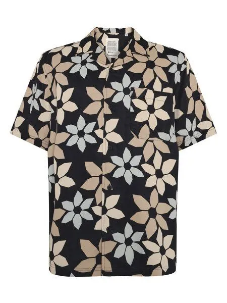 KnowledgeCotton Apparel KnowledgeCotton Apparel Kurzärmeliges Hemd mit Blumenprint aus Tencel, Schwarz-black, – Produktbild 1 von 3