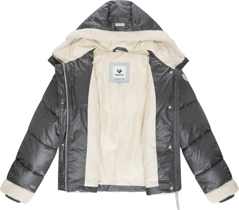 ragwear ragwear Winterjacke Editah Shiny YOUMODO Jacke mit Plüsch-Details und glänzender Optik, Grau, – Produktbild 1 von 4