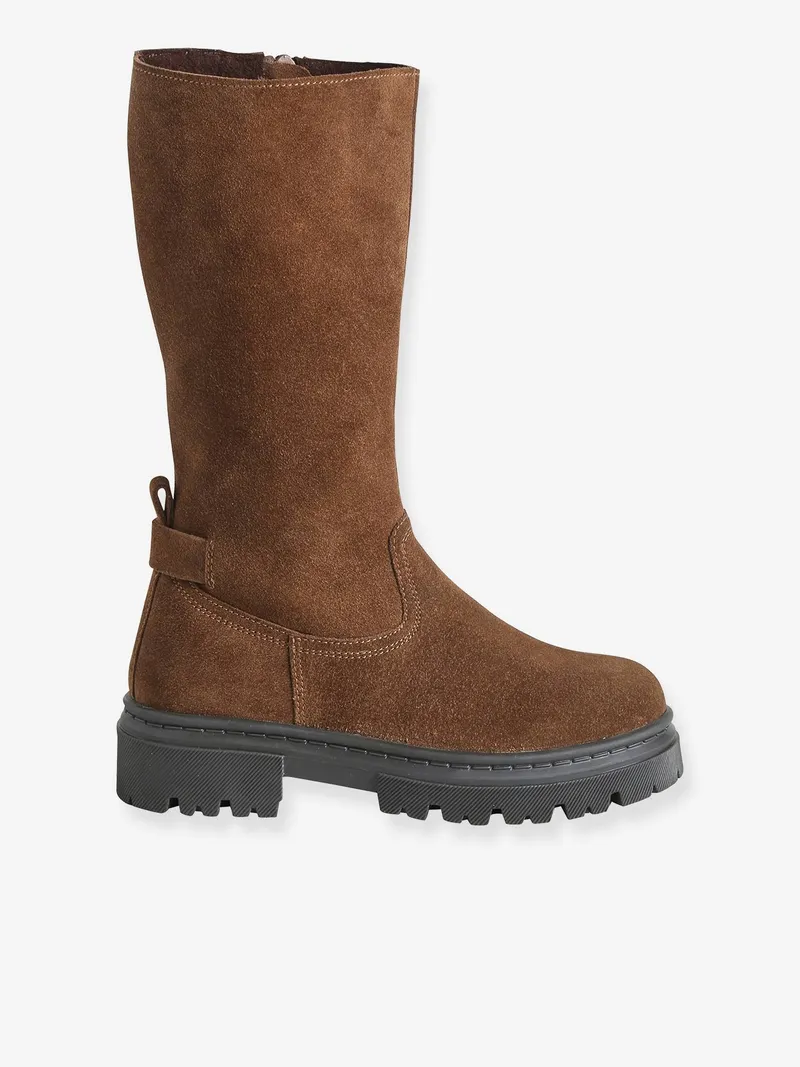 Vertbaudet Vertbaudet Leder-Stiefel mit Reißverschluss Mädchen, Braun, – Produktbild 2 von 4