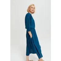 AYANI AYANI Nane Midikleid mit ¾-Ärmeln aus Leinen & ECOVERO, Petrol-blau, – Produktbild 1 von 1