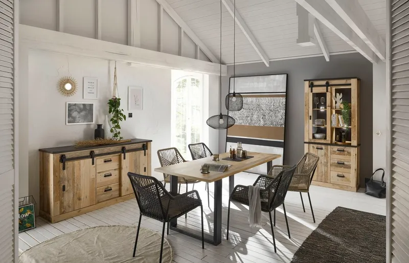 Home affaire Esstisch Sherwood, Tisch im Industrial-Style, Wohnzimmertisch, Küchentisch, Metallgestell, in 2 Farben erhältlich, 180 cm breit, Braun, – Produktbild 5 von 5
