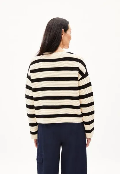 ARMEDANGELS ARMEDANGELS MERINAA STRIPED - Damen Pullover Loose Fit aus Bio-Baumwolle, Oatmilk-black, – Produktbild 2 von 4