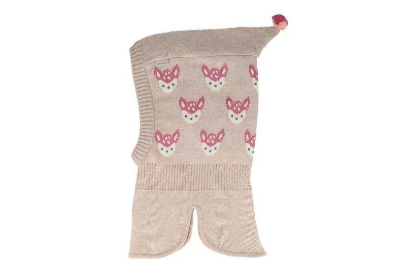 Maximo Maximo Schlupfmütze GOTS MINI GIRL-Schlupfmütze Reh, Futter, Zipfel Pompon (1-St), Beige|braun, – Produktbild 1 von 3