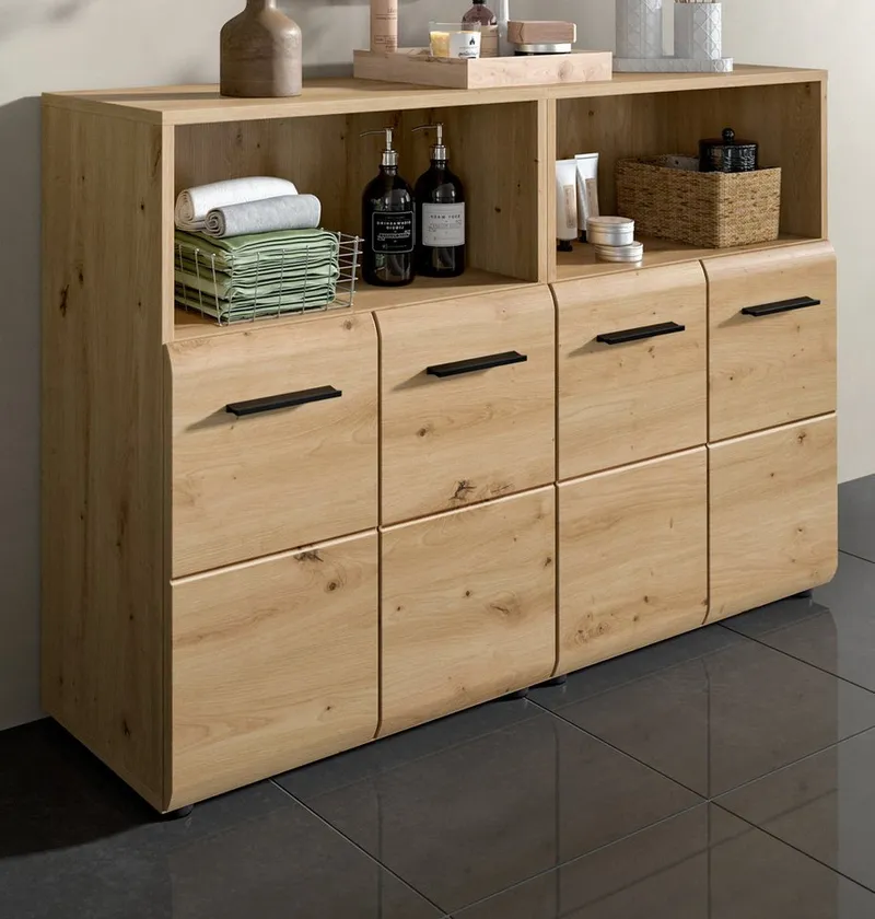Inn.Furn Badkommode Cover (Spar-Set, 2x Kommode in Eiche Artisan, 120 x 80 cm), einzeln oder als Doppelkommode, Beige, – Produktbild 5 von 5