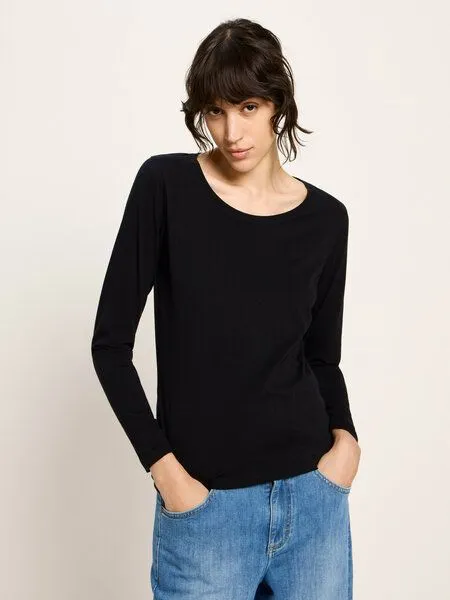 LANIUS LANIUS Langarmshirt (GOTS) aus Bio-Baumwolle, Black, – Produktbild 1 von 4