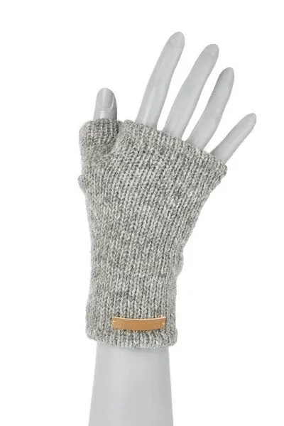short'n'pietz short'n'pietz Handstulpen aus Schurwolle für Kinder, handgestrickt, Hellgrau, – Produktbild 1 von 1