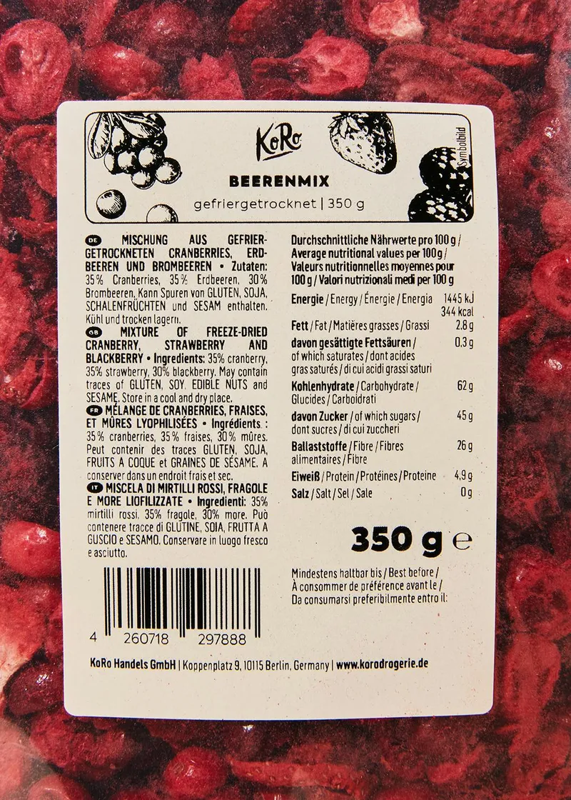 KoRo Gefriergetrockneter Beeren Mix 350 g – Produktbild 3 von 5