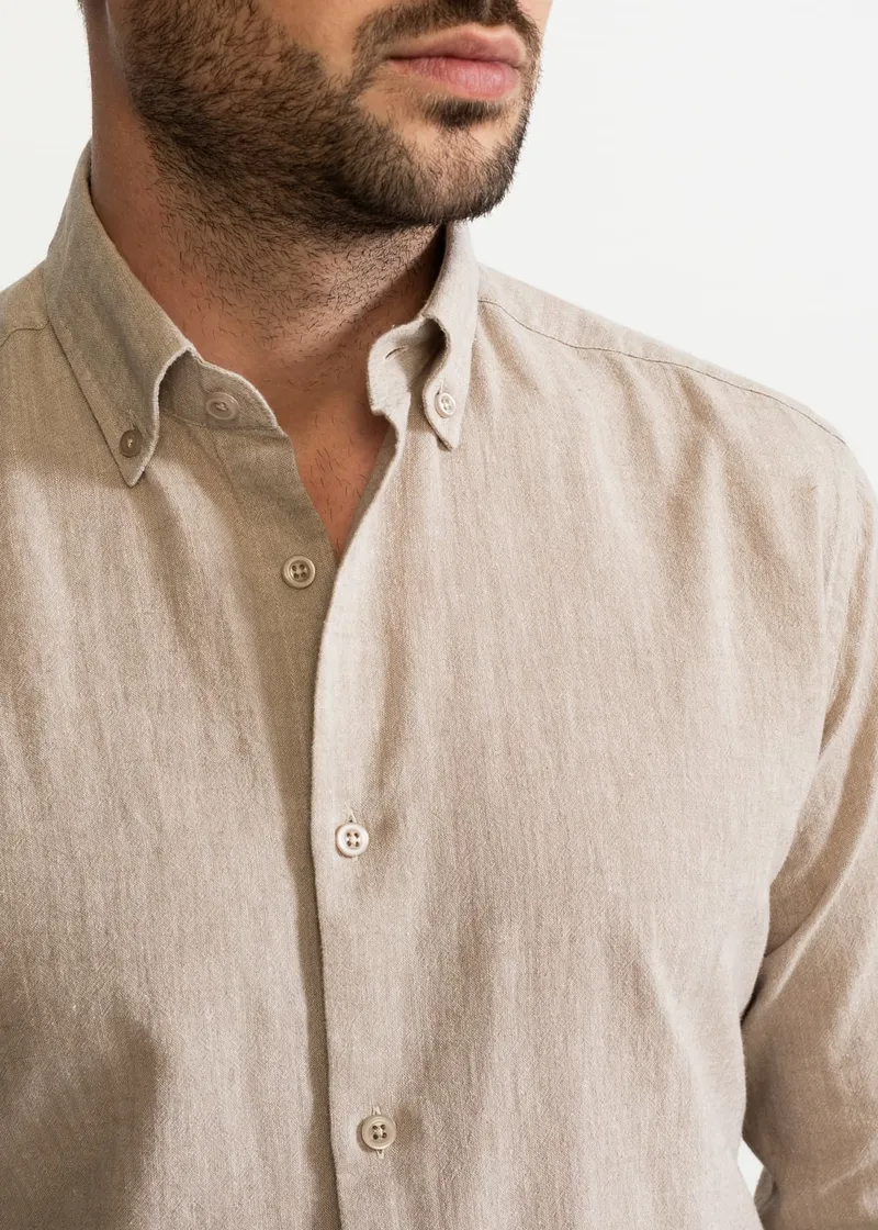 De IONESCU De IONESCU Herren vegan Hemd Godeanu, Beige, – Produktbild 1 von 2