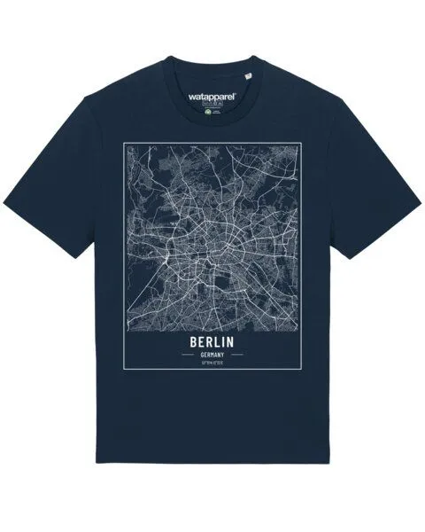 watapparel watapparel T-Shirt Unisex City maps Berlin Landkarte, French navy, – Produktbild 1 von 3