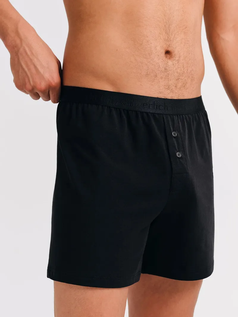 erlich textil erlich textil Casual Cotton Boxers, weite Boxershorts aus Bio-Baumwolle, made in Europe, Schwarz, – Produktbild 1 von 6
