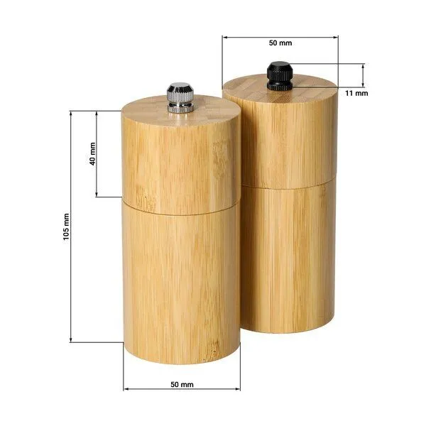 elasto elasto Pfeffermühlen mit Keramikmahlwerk - kleine befüllbare Salzstreuer, Natur (braun), – Produktbild 2 von 4