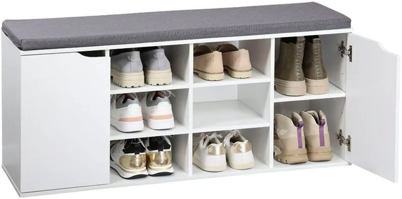 Kesper Kesper Schuhschrank Schuhschrank mit Sitzkissen, 2 Türen, FSC, Weiß, – Produktbild 4 von 5