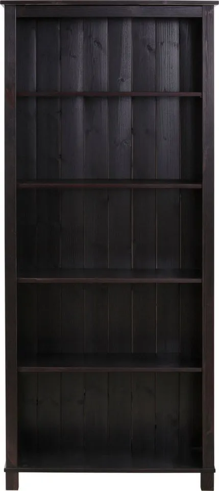 OTTO home Regal Pivo Bücherregal mit 4 verstellbaren Einlegeböden, aus massivem Kiefernholz, 5 Fächer, mit einer natürlichen Maserung, Braun, – Produktbild 4 von 5