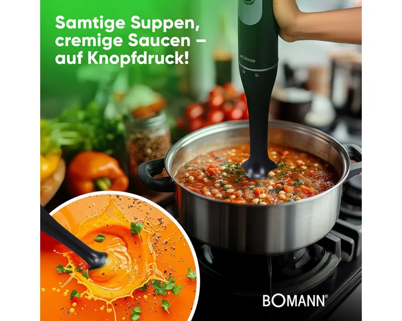 Bomann Bomann Stabmixer SM 6081 CB, Stabmixer für Smoothies und Shakes, Turbo-Mode, Schwarz, – Produktbild 4 von 5