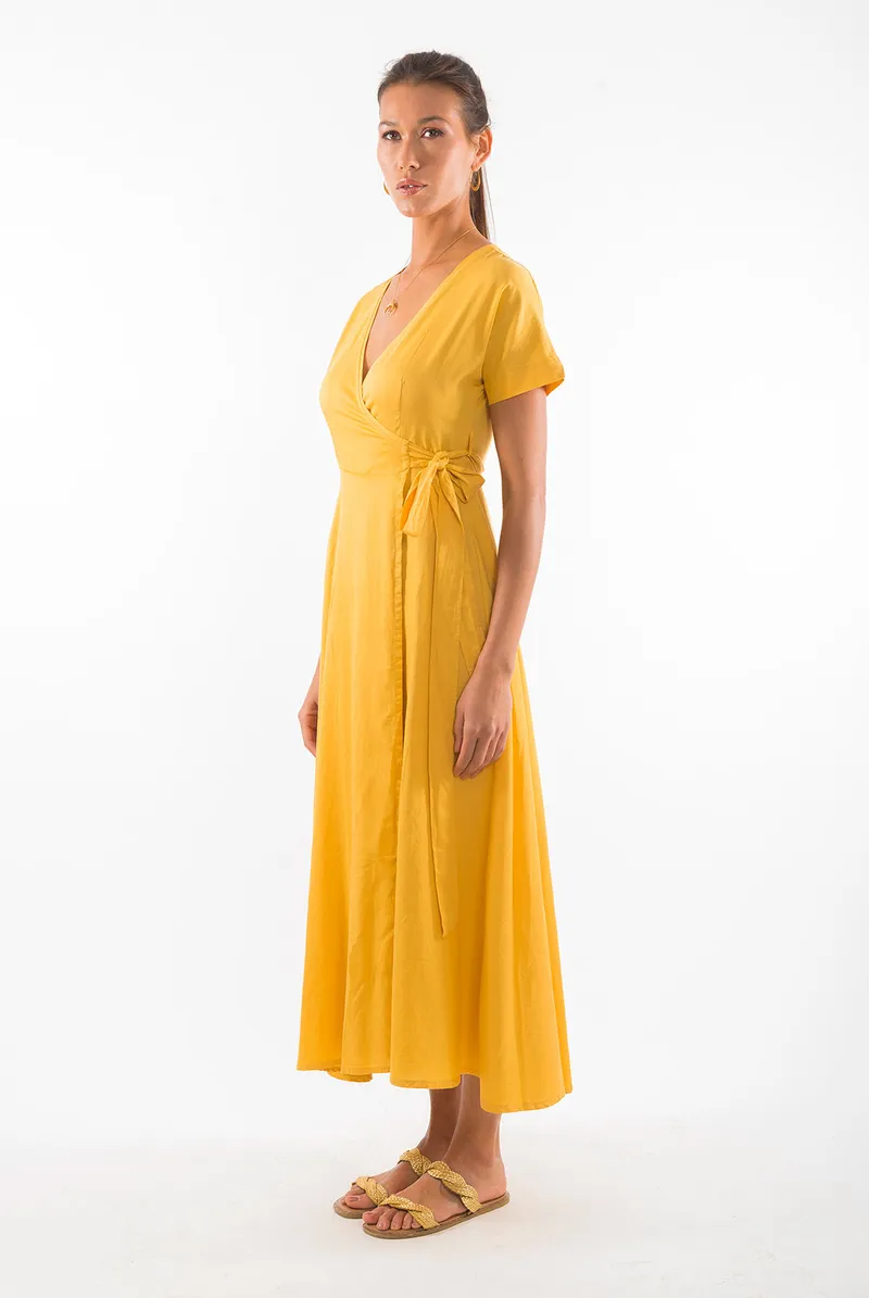 RAVENS VIEW IBIZA RAVENS VIEW IBIZA Damen vegan Kleid Calypso Gold Gelb, Gelb, – Produktbild 1 von 2