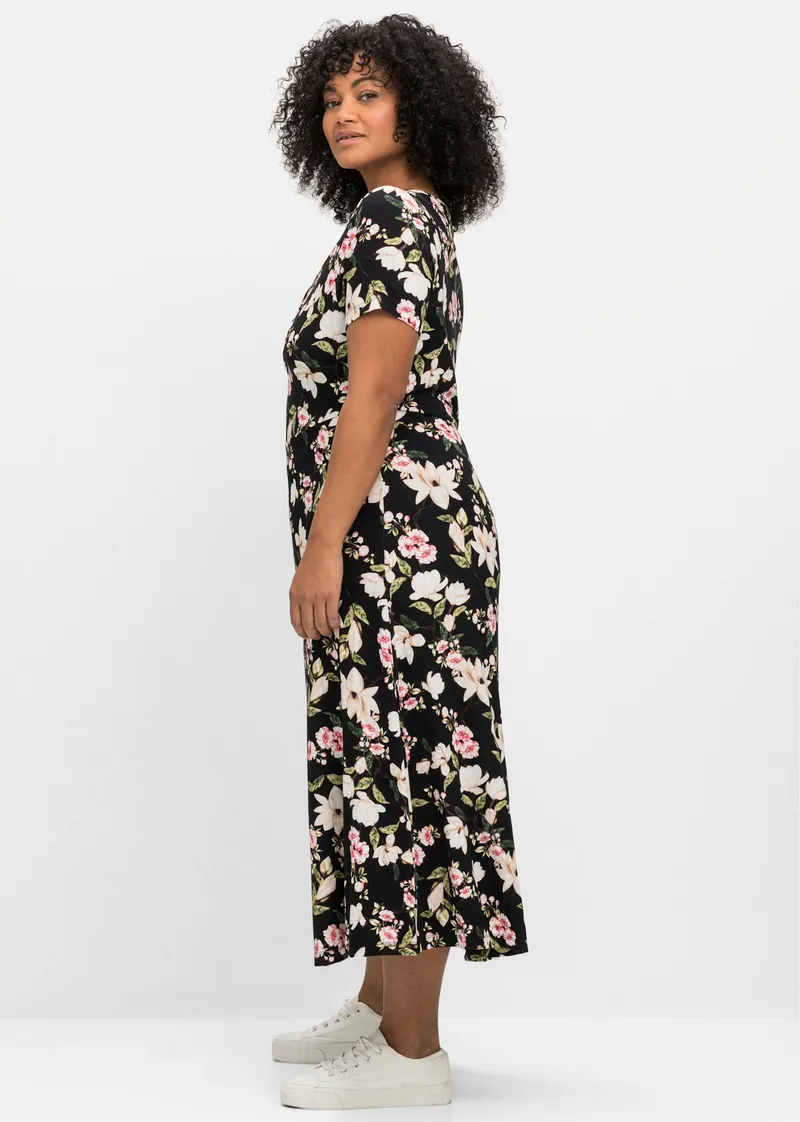 sheego by Joe Browns Jerseykleid, Schwarz-gemustert, – Produktbild 1 von 2