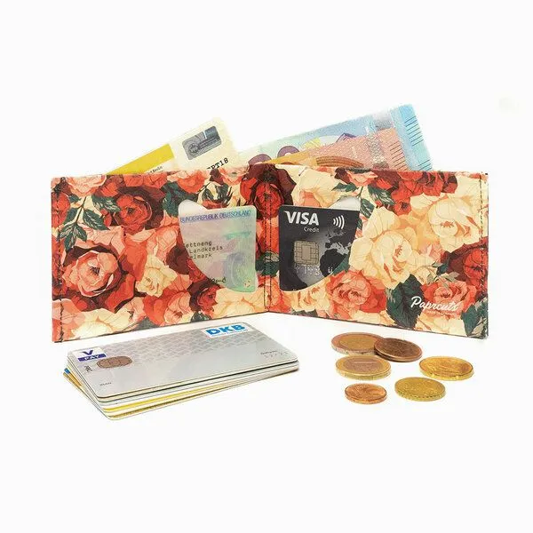 paprcuts paprcuts RFID Portemonnaie, Flowers (rot), – Produktbild 3 von 4