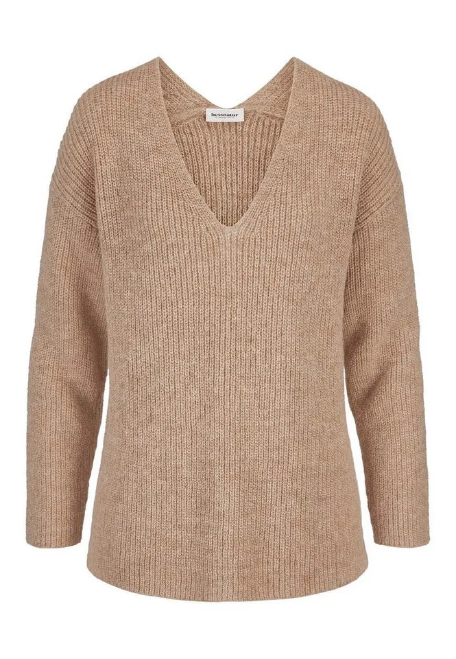 hessnatur hessnatur Strickpullover aus reinem Alpaka (1-tlg), Braun, – Produktbild 2 von 5