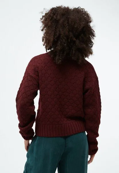 Givn Berlin Givn Berlin Stricksweater GBJUSTINE aus Bio-Merinowolle mit Bubbleknit, Burgundy, – Produktbild 3 von 4