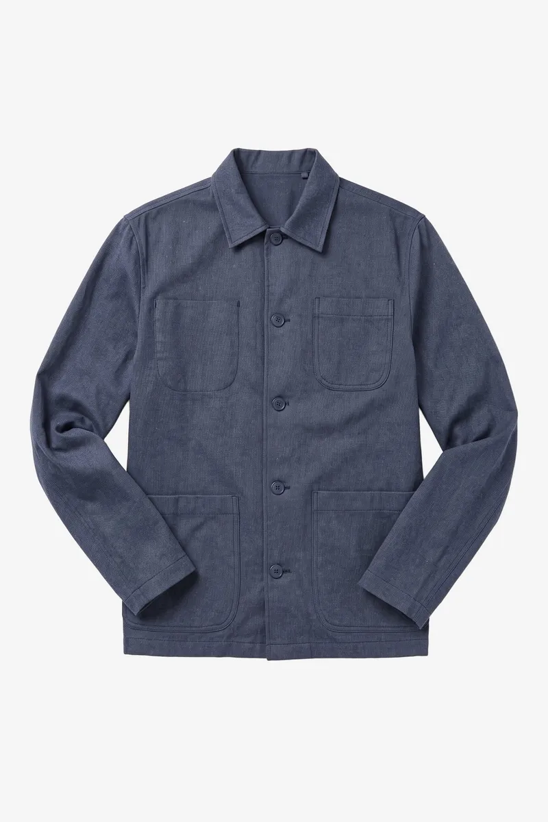 KnowledgeCotton Apparel KnowledgeCotton Apparel Herren vegan Overshirt Flannel Vintage Indigo, Blau, – Produktbild 1 von 2