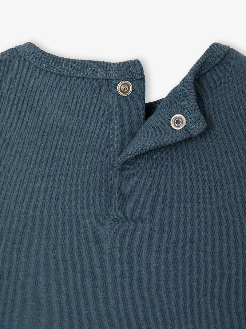 Vertbaudet Baby Shirt mit Print und Druckknöpfen hinten pfauen, Pfauenblau, – Produktbild 3 von 3