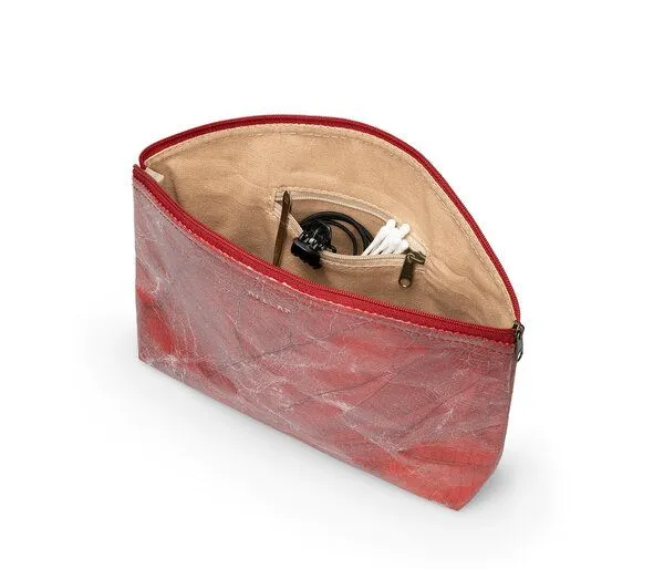 BELEAF BELEAF Veganer Kulturbeutel MAXI LEAF aus Blattleder, Poppy red, – Produktbild 3 von 3