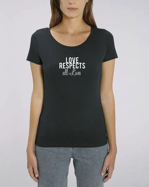 Human Family Human Family Bio Damen T-Shirt "Love - Respects" in 4 Farben, Schwarz, – Produktbild 3 von 3