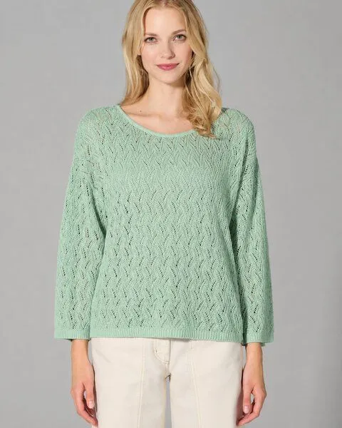 HempAge HempAge Ajoure Pullover Hanf/Biobaumwolle, Menta (grün), – Produktbild 2 von 4