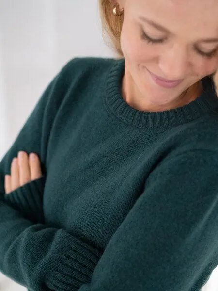 FUXBAU FUXBAU Frauen Merino Strickpullover, Grün, – Produktbild 3 von 5