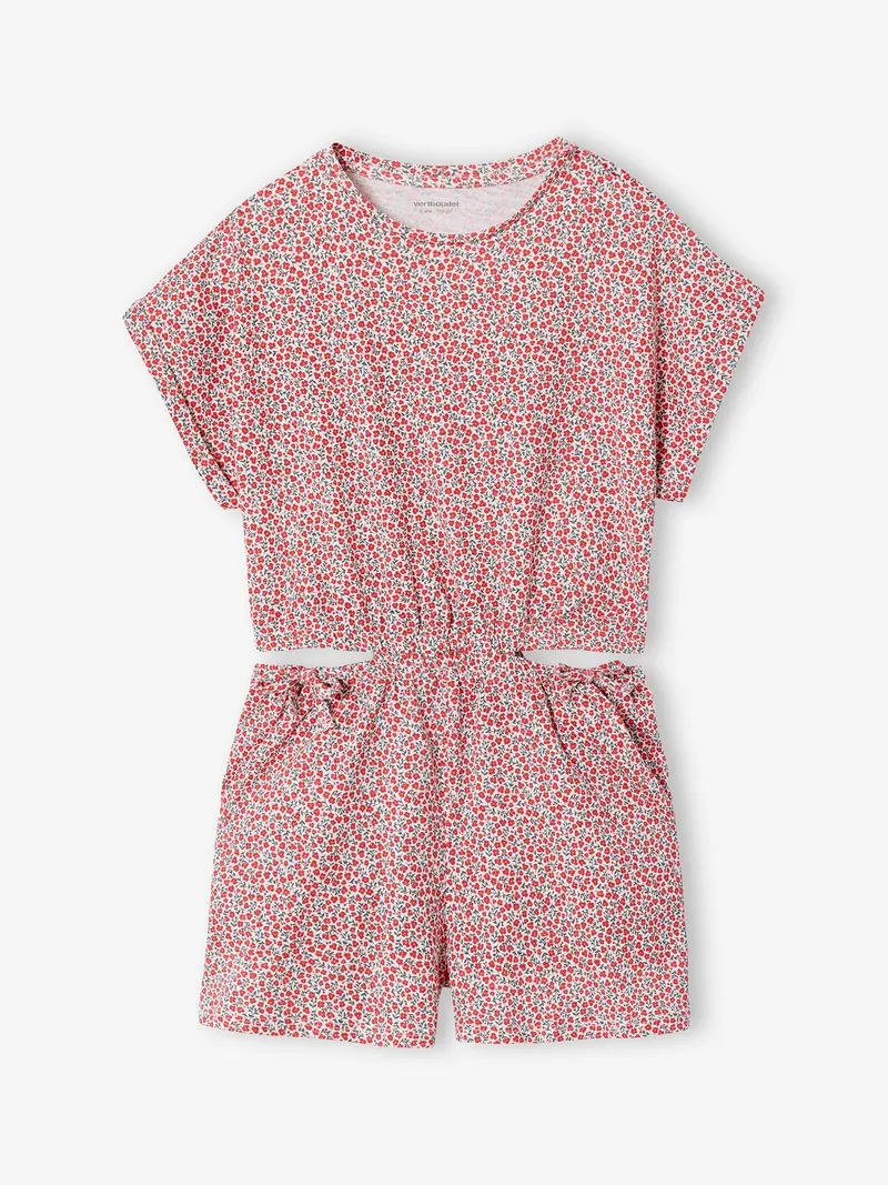 Vertbaudet Kurzer Mädchen Jumpsuit mit Cut-out an den Seiten, Wollweiß, – Produktbild 1 von 3