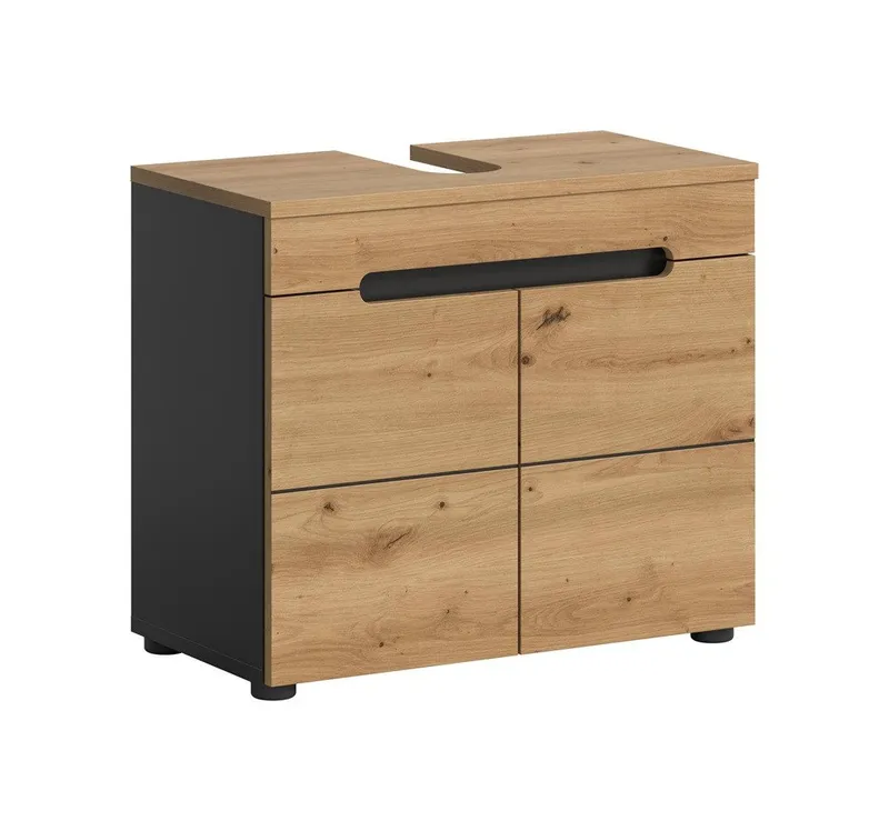 xonox.home Waschbeckenunterschrank Waschbeckenunterschrank Canu, Artisan Eiche / Basalt grau (1-St) Badmöbel, Einzelltyp, Braun, – Produktbild 2 von 4