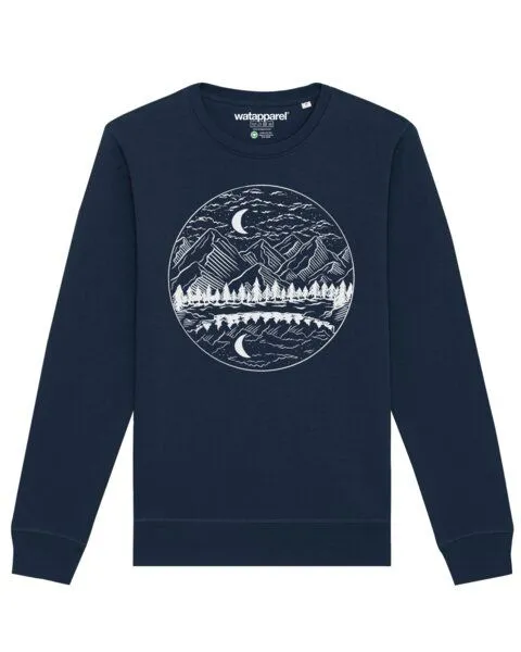 watapparel watapparel Sweatshirt Unisex Mountains by night, French navy, – Produktbild 1 von 4
