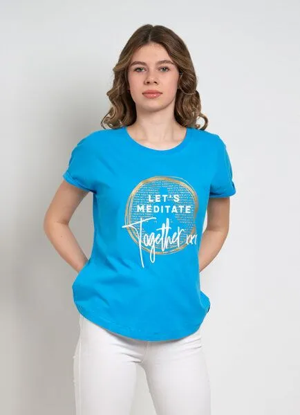 SPARKLES OF LIGHT SPARKLES OF LIGHT Boxy Shirt | LET'S MEDITATE, Blau, – Produktbild 1 von 3