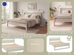 OTTO home Massivholzbett Wellow, Kaschmir-Beige, Kiefer, inklusive Lattenrost, Kufen (Liegefläche 140x200 cm), nordisch-modern, bis 180 kg belastbar, FSC® & Made in Europe – Produktbild 1 von 1