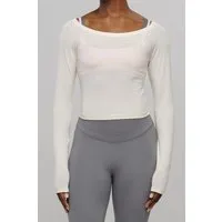 SEAAV SEAAV Damen vegan Top Boatneck Satin Leinen Weiß, Weiß, – Produktbild 1 von 1