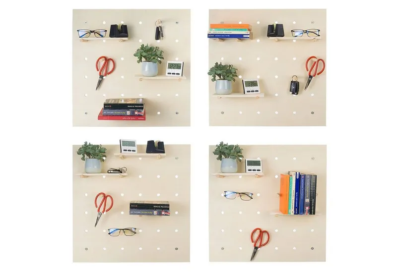Goods+Gadgets Wandregal Goods+Gadgets Wandregal Pegboard – Werkzeugwand & Stecktafel Organizer, Werkzeugwand, Kreatives Stecktafel Ordnungssystem, Beige, – Produktbild 2 von 5