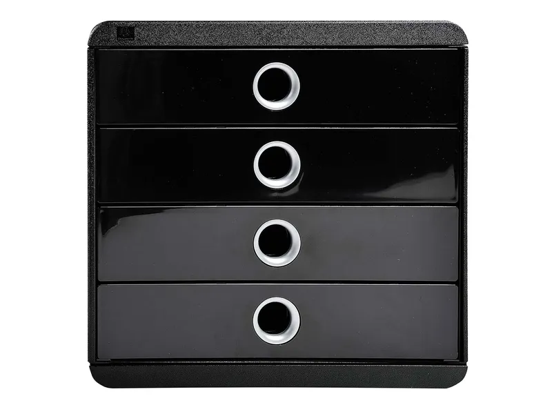 Exacompta Exacompta Schubladenbox Pop-Box "Glossy", DIN A4+, 4 Schubladen geschlossen, schwarz – Produktbild 1 von 2