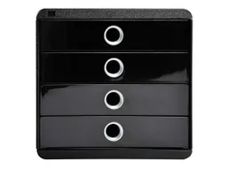 Exacompta Exacompta Schubladenbox Pop-Box "Glossy", DIN A4+, 4 Schubladen geschlossen, schwarz – Produktbild 1 von 1