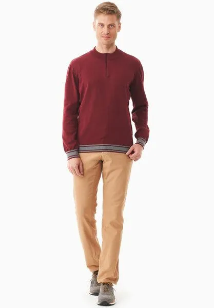 ORGANICATION ORGANICATION Pullover aus Bio-Baumwolle mit Troyerkragen, Syrah red, – Produktbild 2 von 4