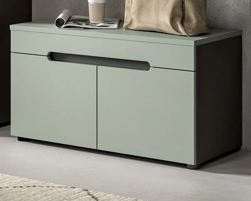 Inn.Furn Schuhbank Cooper (Garderobenbank in Salbei Grün und Basalt Grau, 80 x 45 cm), mit Soft-Close-Funktion, Grün, – Produktbild 2 von 5