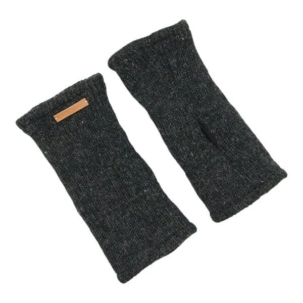short'n'pietz short'n'pietz Schurwollhandstulpen, handgestrickt, Anthraziz, – Produktbild 1 von 1