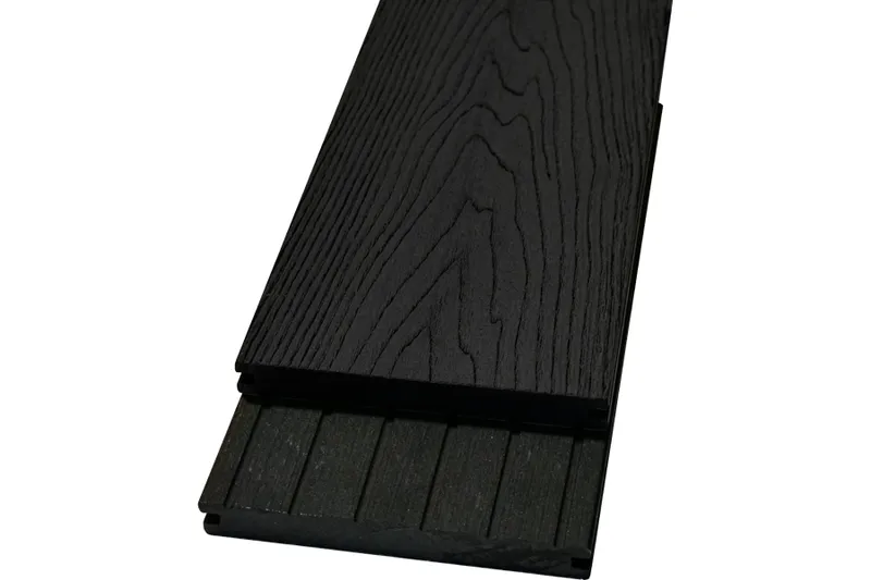 woodstore24 WPC Massivdiele WoodoMalta, 18 (S) x 146 (B) mm, anthrazit, einseitig 3D Holzoptik / einseitig geriffelt, beidseitig begehbar- Länge: 4,00 m – Produktbild 1 von 1