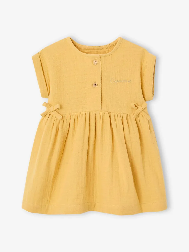 Vertbaudet Mädchen Baby Kleid, Ocker, – Produktbild 1 von 3