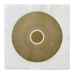 Veskor Cassiopeia Veskor Cassiopeia CENTRAL SUN Sonnen Linoldruck | 40 × 40 cm | Gold auf Naturweiß – Produktbild 1 von 1