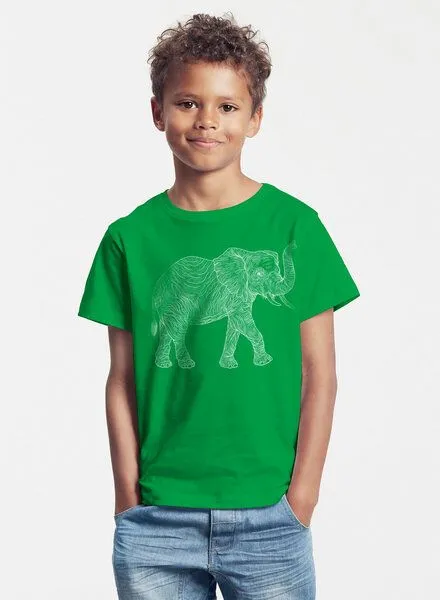 Peaces.bio - handbedruckte Biomode Peaces.bio - handbedruckte Biomode Bio-Kinder T-Shirt "Babyelefant", Grün, – Produktbild 2 von 2