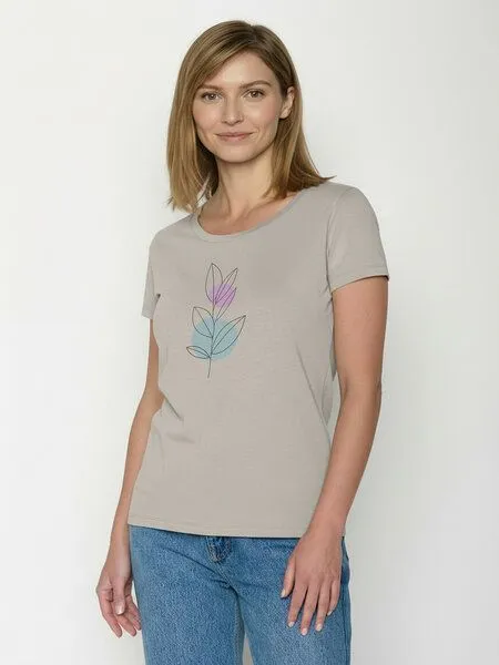 GreenBomb GREENBOMB Bloom Classic Loves - Sportliches T-Shirt aus Bio-Baumwolle / hochwertiger Print / GOTS / Fair & Vegan, Grau (sandstone), – Produktbild 1 von 4