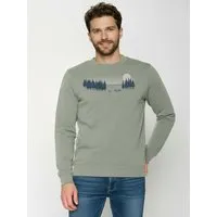 GreenBomb GREENBOMB Deer Lines Wild - Gemütliches Sweatshirt aus Bio-Baumwolle / hochwertiger Print / GOTS / Fair & Vegan, Grau (moos mint), – Produktbild 1 von 1
