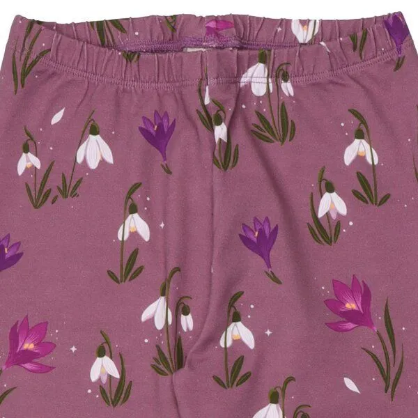 Walkiddy Kinder Leggings Bio-Baumwolle The Snowdrops von Walkiddy, GOTS-zertifizierte, vegane Jersey-Leggings mit Blumenprint, weich, dehnbar und hautfreundlich für Alltag, Kindergarten, Schule und Bewegungsspiele, Lila, – Produktbild 2 von 2